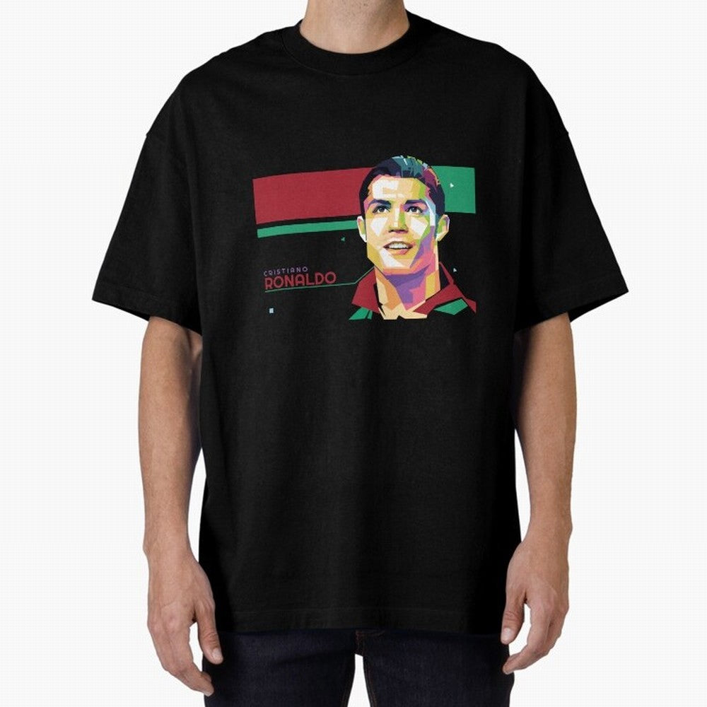 Cristiano Ronaldo ¨C Legendary Football Star & GOAT Artwork Oversized T-Shirt Celebrate Rivalries and Pride in FIFA World Cup 2026 Group Stage Spirit, Capturing Argentina, Mbappe and Neymar, Supporter Pride, Iconic Celebrations, Legendary Names and