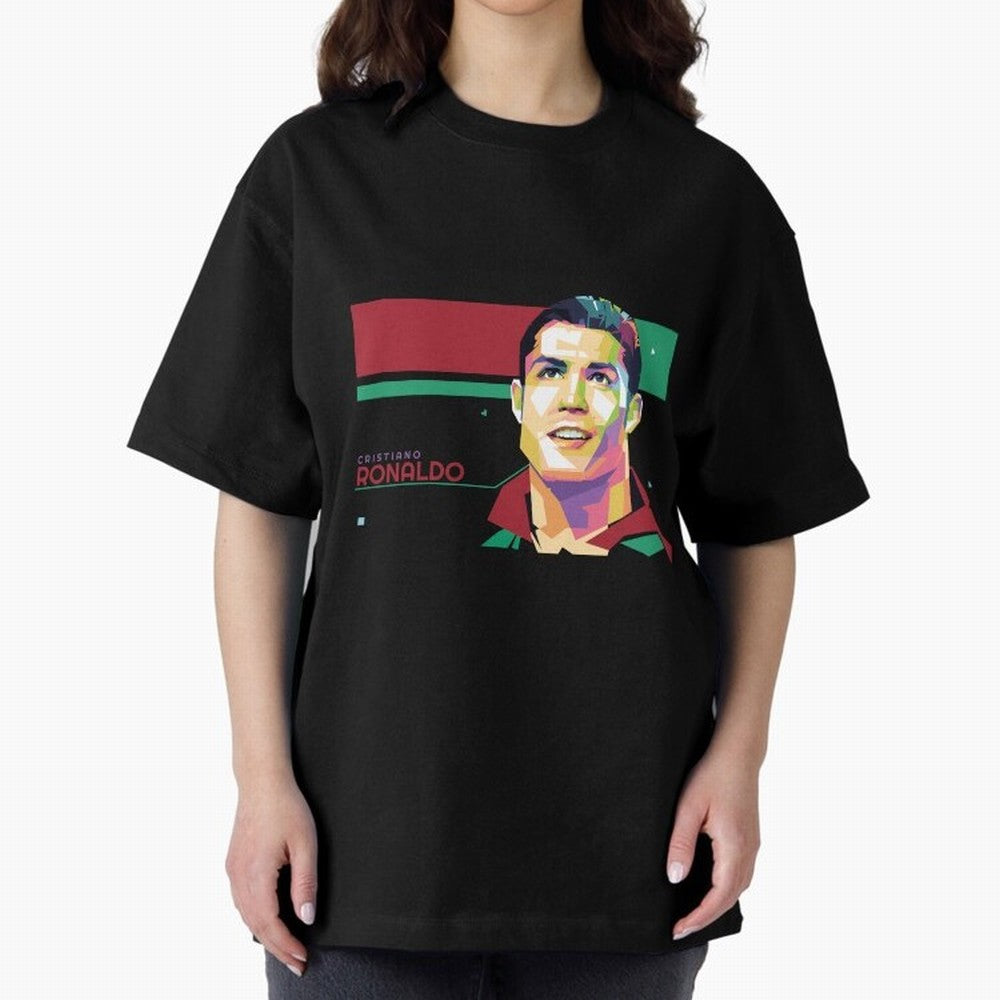 Cristiano Ronaldo ¨C Legendary Football Star & GOAT Artwork Oversized T-Shirt Celebrate Rivalries and Pride in FIFA World Cup 2026 Group Stage Spirit, Capturing Argentina, Mbappe and Neymar, Supporter Pride, Iconic Celebrations, Legendary Names and