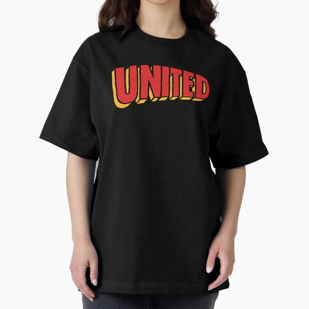 Manchester United Comic Style Oversized T-Shirt Spotlight Match Day Hype around FIFA World Cup 2026 Group Stage, Haaland and Mbappe, Spain, Stadium Memories, Football Loyalty, International Chants and Championship Tradition; Perfect for Fans,