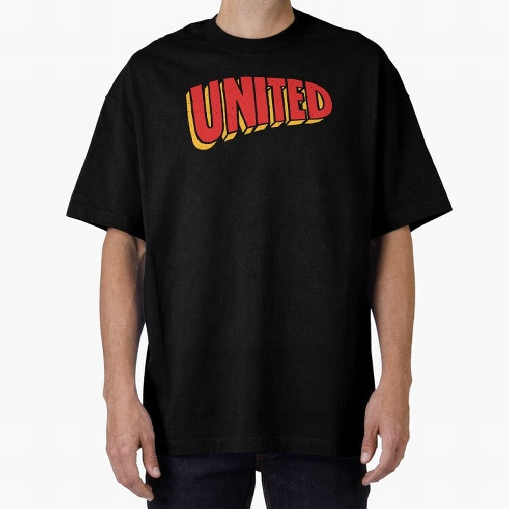 Manchester United Comic Style Oversized T-Shirt Spotlight Match Day Hype around FIFA World Cup 2026 Group Stage, Haaland and Mbappe, Spain, Stadium Memories, Football Loyalty, International Chants and Championship Tradition; Perfect for Fans,