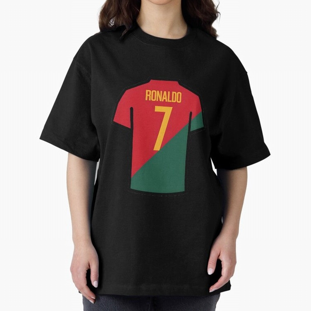 Ronaldo Portugal Jersey Oversized T-Shirt Live the Energy of FIFA World Cup 2026 Group Stage for Fans of Mbappe and Spain and Netherlands, Bringing Soccer Culture, Superstar Moments, National Team Dreams and Competitive Fire; Perfect for Supporters