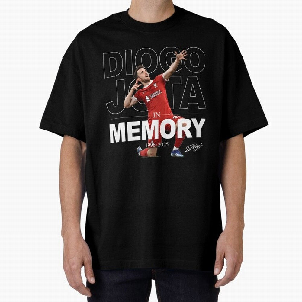 Diogo Jota In Memory Oversized T-Shirt Make Memories around Global Football Passion for FIFA World Cup 2026 Group Stage, Featuring Haaland and Mbappe, Argentina, France and Brazil, Football History, Final Match Energy, Crowd Noise and Once in a