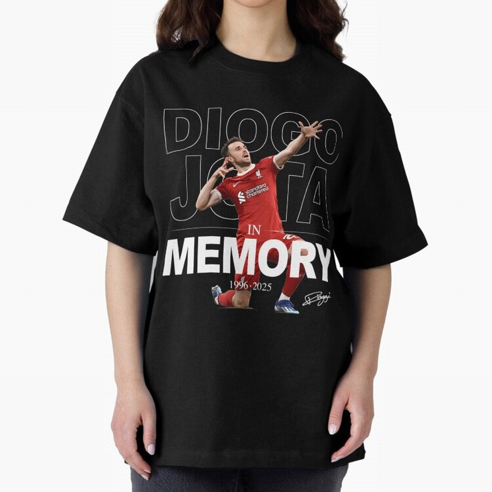 Diogo Jota In Memory Oversized T-Shirt Make Memories around Global Football Passion for FIFA World Cup 2026 Group Stage, Featuring Haaland and Mbappe, Argentina, France and Brazil, Football History, Final Match Energy, Crowd Noise and Once in a