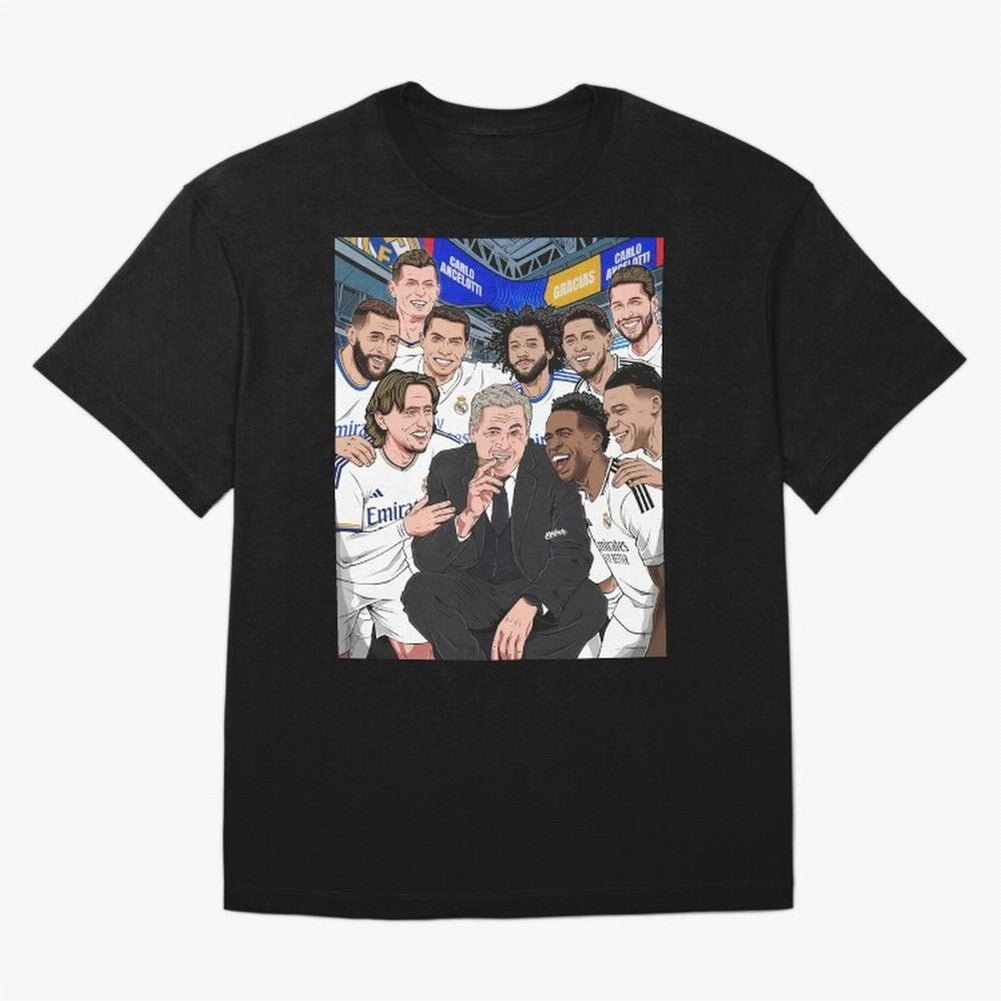 Carlo Ancelotti and Real Madrid Players Oversized T-Shirt Capture FIFA World Cup 2026 Group Stage for Fans of Haaland and England and Germany, Bringing Football Passion, Legendary Performances, Festival Vibes and Supporter Community; Made for Die