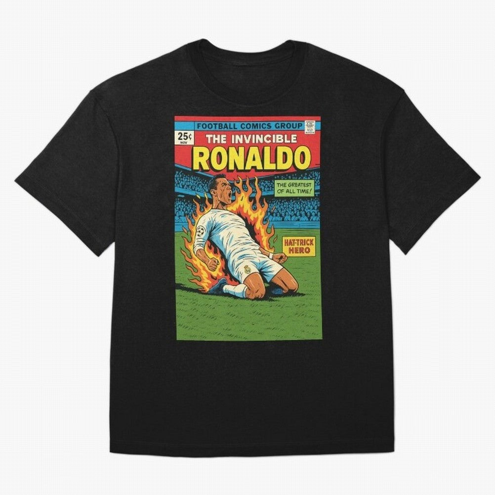 CR7 Comic Oversized T-Shirt Keep the Legacy of the FIFA World Cup 2026 Journey through Messi, Neymar and Mbappe Highlights, Portugal, Spain and Germany Pride, Worldwide Fan Energy, Dramatic Goals, Stadium Lights and Championship Celebrations;