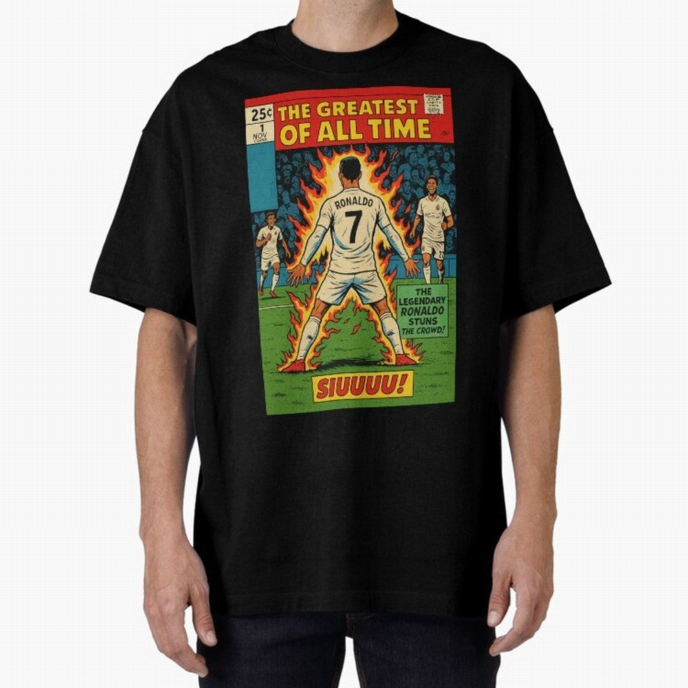 CR7 comic cover Oversized T-Shirt Show Your Stadium Side during FIFA World Cup 2026 Group Stage for Fans of Messi and Argentina, France and Brazil, Bringing Champion Mindset, Group Stage Buzz, Knockout Tension and Passionate Fan Culture; Great for
