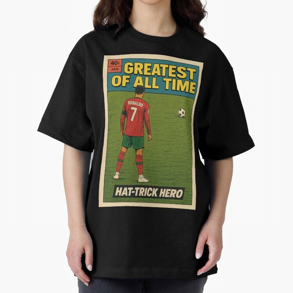 CR7 Comic Oversized T-Shirt Celebrate the FIFA World Cup 2026 Group Stage Journey through CR7 Highlights, Portugal, Spain and Germany Pride, Match Day Excitement, Supporter Culture, Golden Goals and Global Football Passion; Made for Die Hard