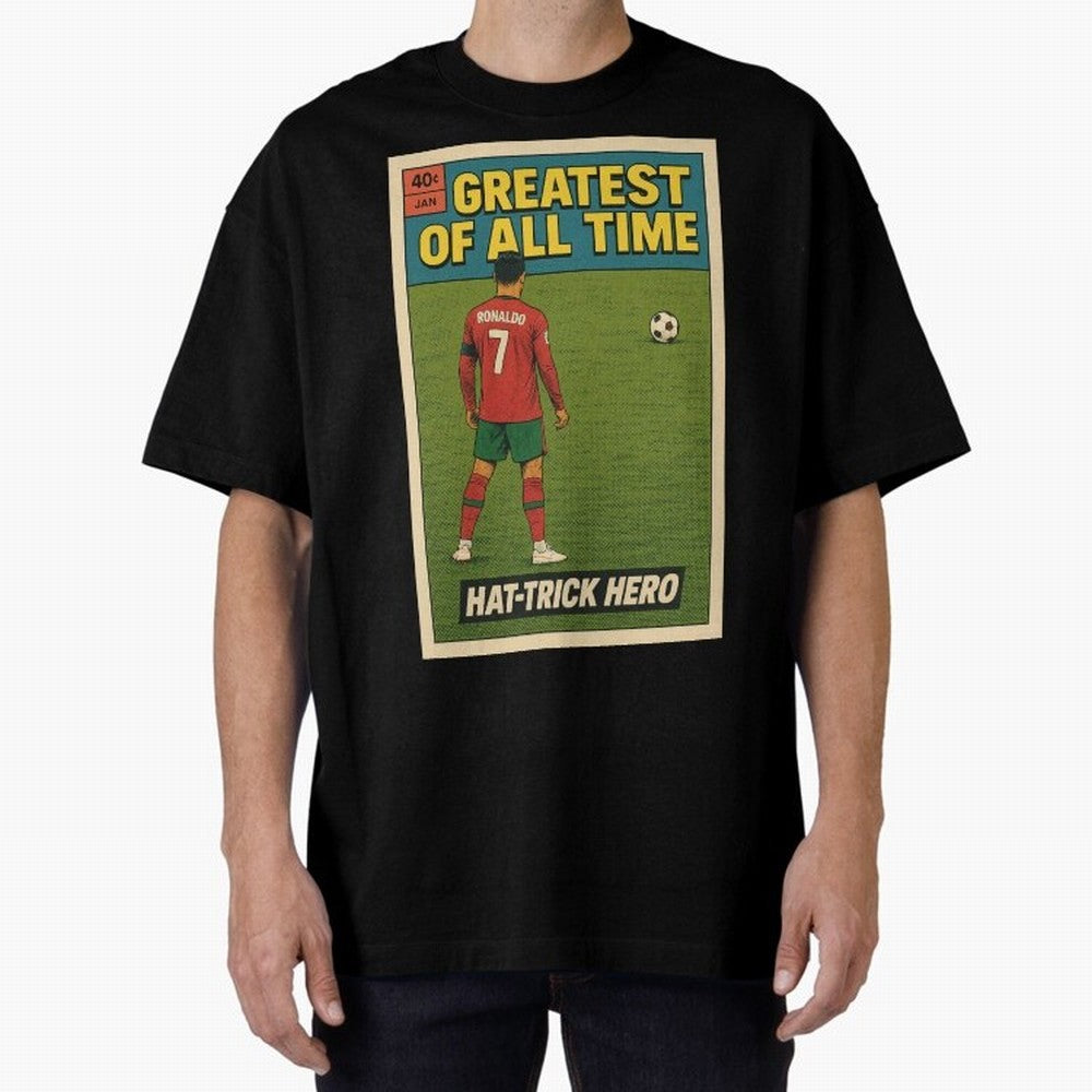 CR7 Comic Oversized T-Shirt Celebrate the FIFA World Cup 2026 Group Stage Journey through CR7 Highlights, Portugal, Spain and Germany Pride, Match Day Excitement, Supporter Culture, Golden Goals and Global Football Passion; Made for Die Hard