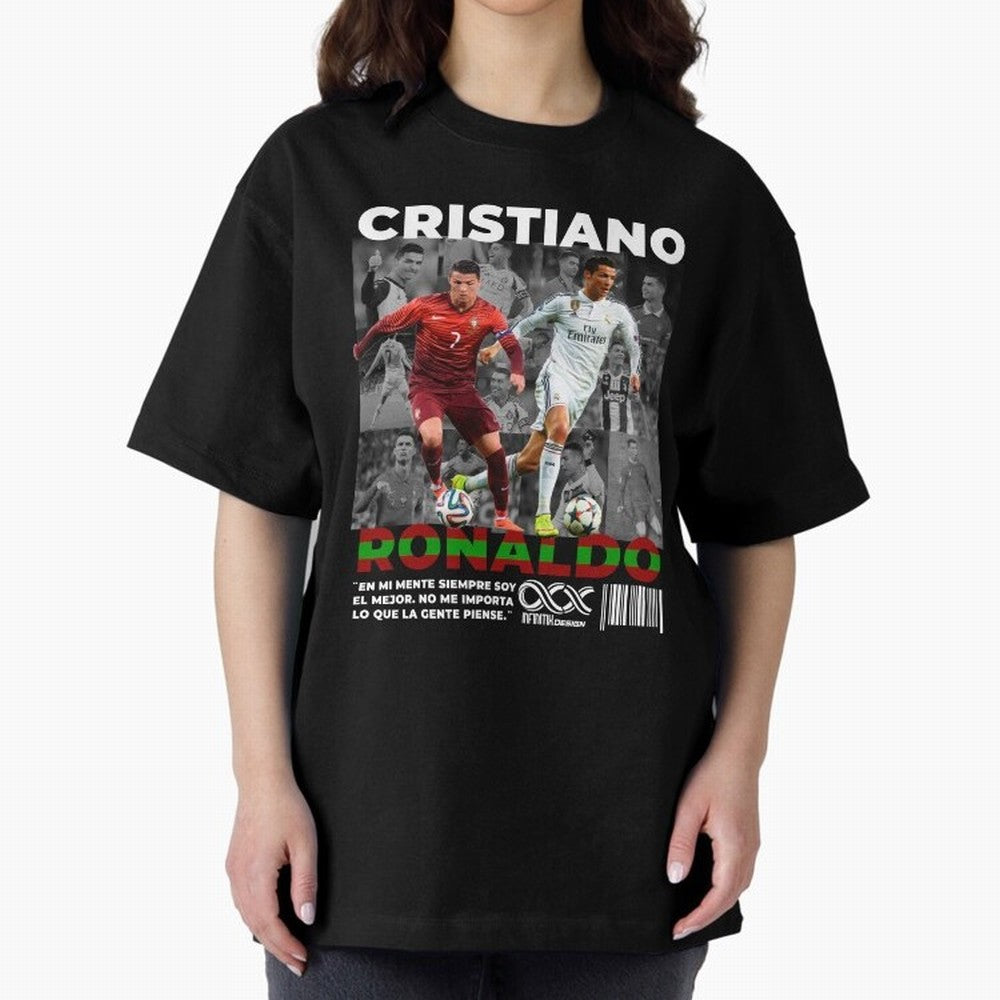 Cristiano Ronaldo Collage Oversized T-Shirt Fuel the Hype around FIFA World Cup 2026 USA Canada Mexico for Fans of Messi and Cristiano Ronaldo and Netherlands, Bringing Football Passion, Legendary Performances, Festival Vibes and Supporter