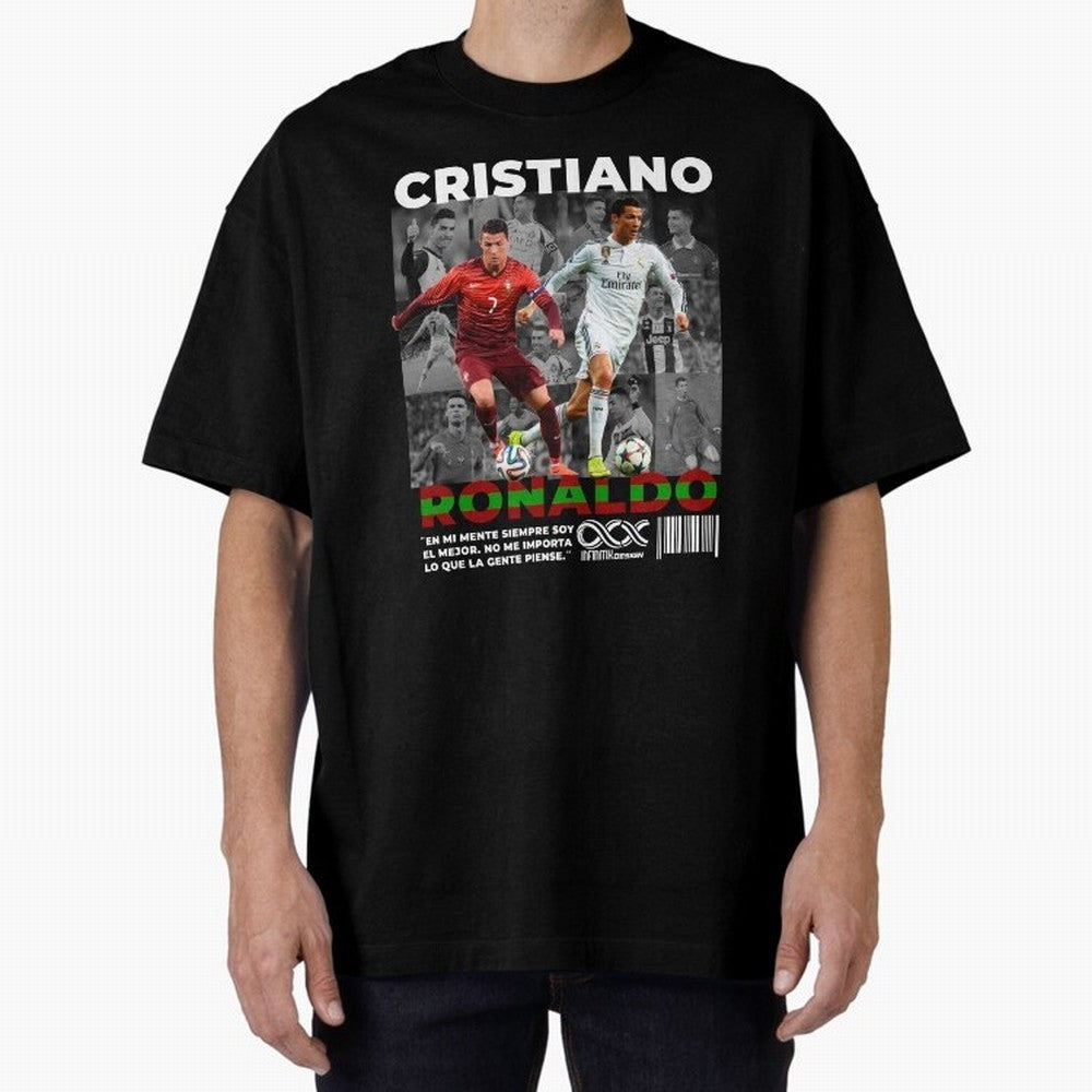 Cristiano Ronaldo Collage Oversized T-Shirt Fuel the Hype around FIFA World Cup 2026 USA Canada Mexico for Fans of Messi and Cristiano Ronaldo and Netherlands, Bringing Football Passion, Legendary Performances, Festival Vibes and Supporter