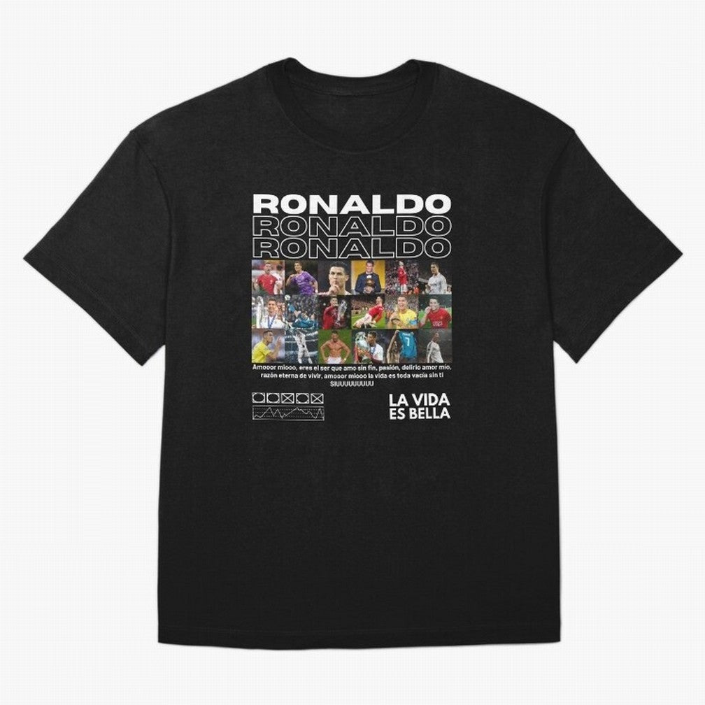 Cristiano Ronaldo CR7 Collage Oversized T-Shirt Treasure FIFA World Cup 2026 Group Stage for Fans of Cristiano Ronaldo and Portugal, Spain and Germany, Bringing Sports Nostalgia, International Competition, Famous Players and Unforgettable