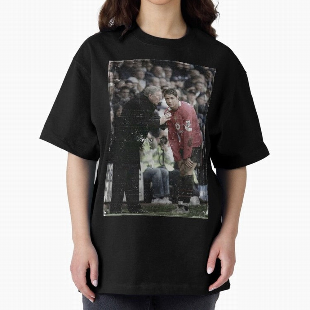 Sir Alex Ferguson and Cristiano Ronaldo Oversized T-Shirt Make Memories around FIFA World Cup 2026 Group Stage for Fans of Mbappe and Neymar and Argentina, France and Brazil, Bringing Global Supporter Spirit, Legendary Goals, National Colors and