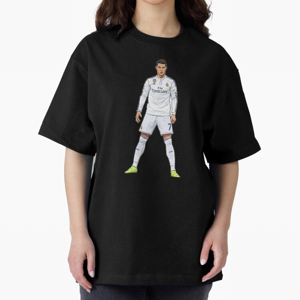 Cristiano Ronaldo at Madrid | Football Legend Oversized T-Shirt Honor the Beautiful Game during FIFA World Cup 2026 for Fans of Messi and England, France and Netherlands, Bringing Sports Nostalgia, International Competition, Famous Players and