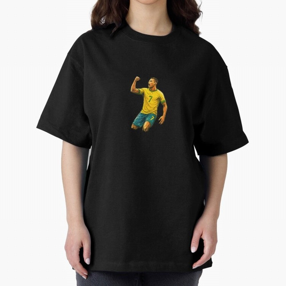 Energetic Soccer Celebration ¨C Number 7 Sketch Art Oversized T-Shirt Step into FIFA World Cup 2026 Group Stage Driven by Messi, Neymar and Mbappe, England, France and Netherlands Energy, Football Festival Excitement, Trophy Ambitions, Country