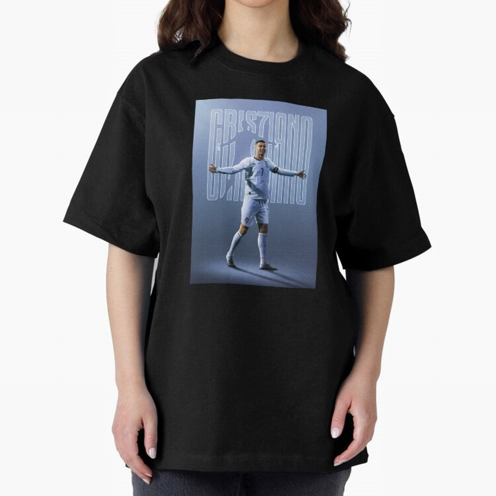 Football Royalty: Cristiano Ronaldo Oversized T-Shirt Celebrate Global Passion for FIFA World Cup 2026 Driven by Haaland and Mbappe, Spain and Netherlands Energy, Sports Nostalgia, International Competition, Famous Players and Unforgettable
