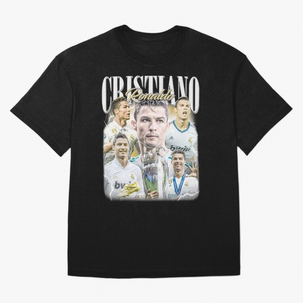 Cr7 Vintage Tribute: Soccer Legend Collage | Limited Edition Oversized T-Shirt Fuel the Hype around Match Day Hype around FIFA World Cup 2026 Group Stage, Messi and Cristiano Ronaldo, France, Football Festival Excitement, Trophy Ambitions, Country