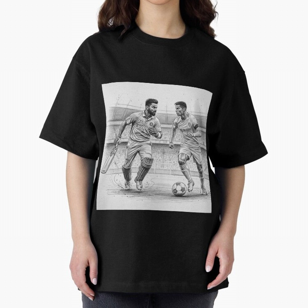 Virat Kohli and Cristiano Ronaldo Oversized T-Shirt Fuel FIFA World Cup 2026 USA Canada Mexico for Fans of Mbappe and Neymar and Spain and Netherlands, Bringing Football History, Final Match Energy, Crowd Noise and Once in a Lifetime Moments; Ideal