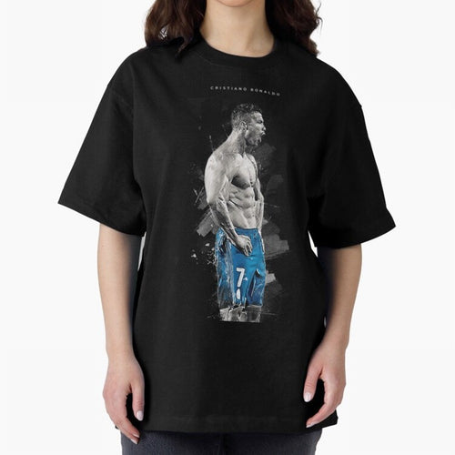Abstract Football Player Celebration Artwork For Men And Gift For Soccer Fans Oversized T-Shirt Represent the Passion of Match Day Hype around FIFA World Cup 2026 Group Stage, Messi and Cristiano Ronaldo, France and Portugal, Vintage Soccer Flavor,