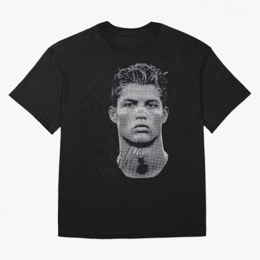 Retro Football Legend Portrait Illustration For Men And Gift For Soccer Fans Oversized T-Shirt Represent FIFA World Cup 2026 Group Stage Celebrating CR7, France and Portugal Energy, Soccer Culture, Superstar Moments, National Team Dreams and