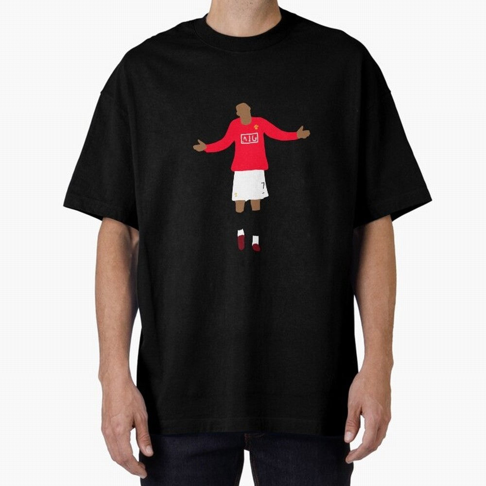 Cristiano Ronaldo Goal Celebration Illustration Oversized T-Shirt Celebrate Classic Football Spirit in Match Day Hype around FIFA World Cup 2026 USA Canada Mexico, Mbappe, Brazil, Classic Soccer Heritage, Championship Pressure, Fan Loyalty and