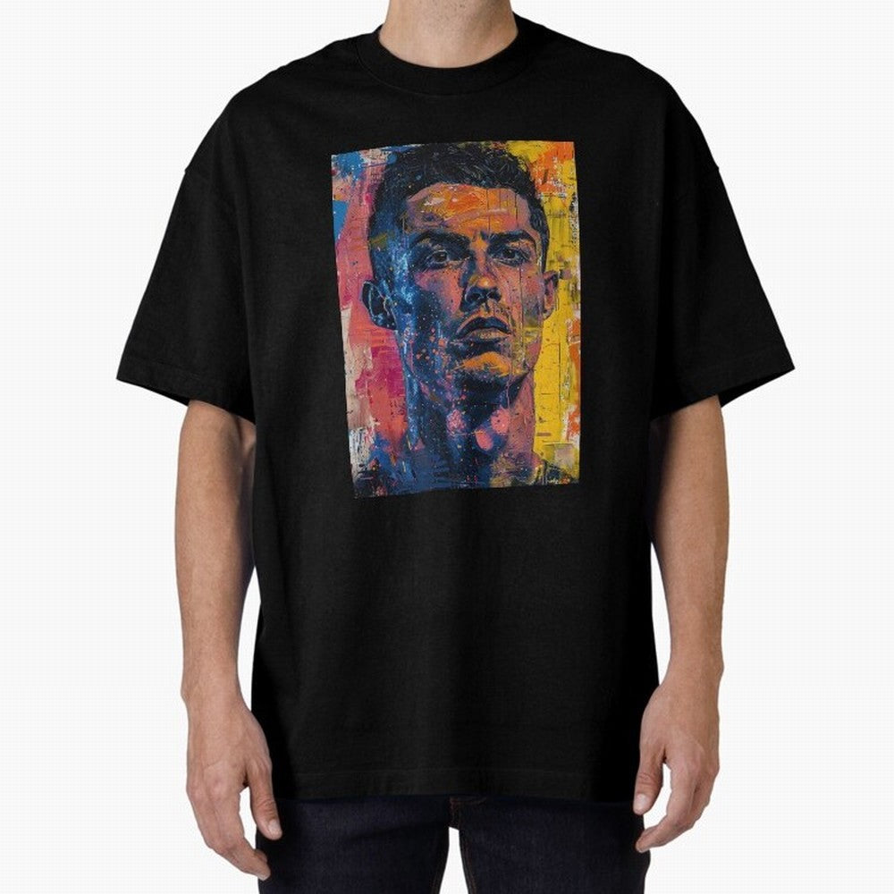 Cristiano Ronaldo illustration Oversized T-Shirt Feel International Energy from FIFA World Cup 2026 Spirit, Connected to France and Portugal, Messi, Neymar and Mbappe, Soccer Culture, Superstar Moments, National Team Dreams and Competitive Fire;