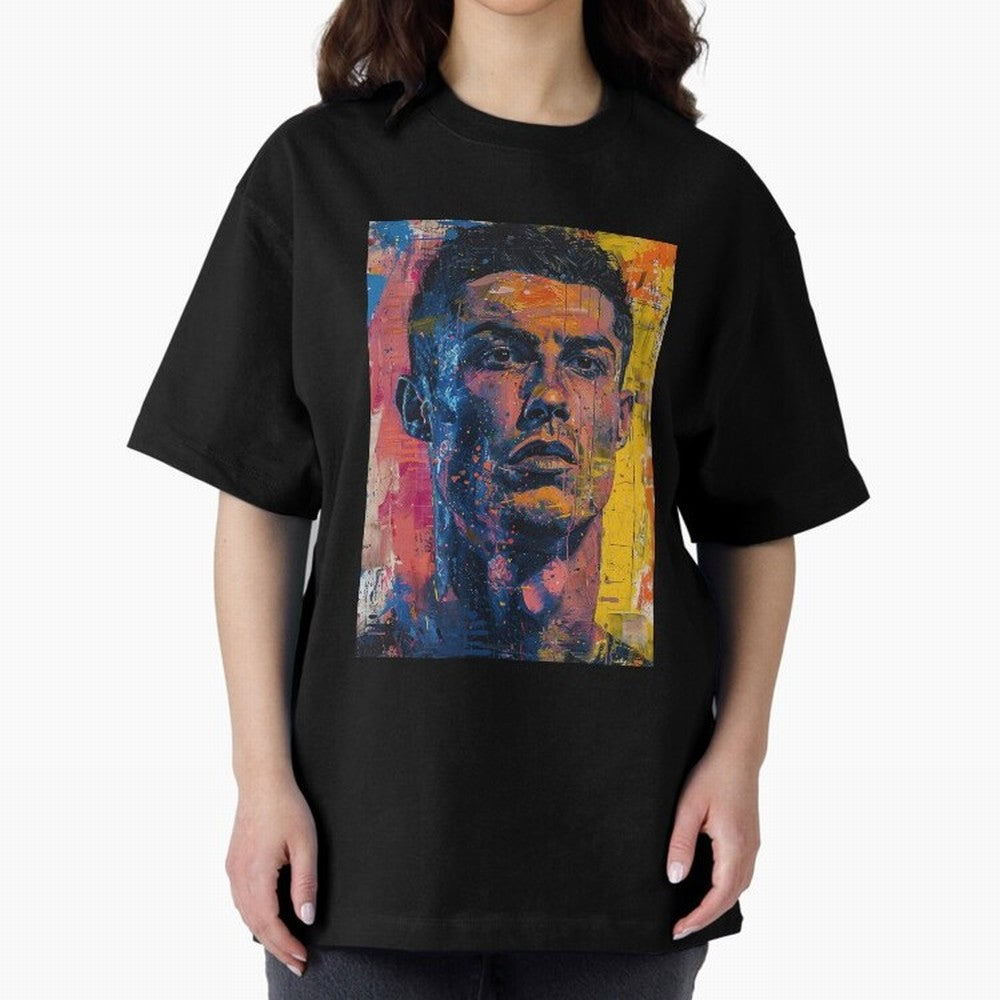 Cristiano Ronaldo illustration Oversized T-Shirt Feel International Energy from FIFA World Cup 2026 Spirit, Connected to France and Portugal, Messi, Neymar and Mbappe, Soccer Culture, Superstar Moments, National Team Dreams and Competitive Fire;