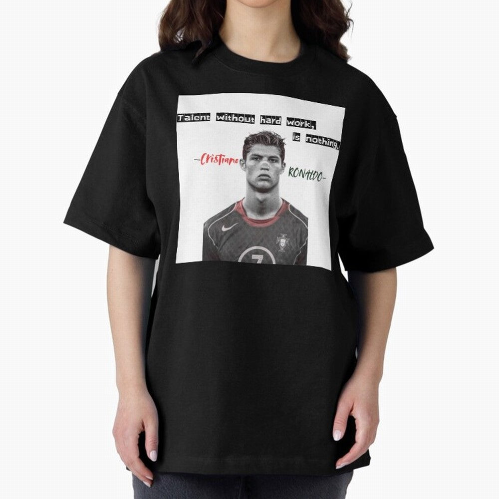Cristiano Ronaldo - Dedication | NextLevel Motivation white Oversized T-Shirt Upgrade FIFA World Cup 2026 Capturing Neymar, France and Portugal Energy, Retro Football Energy, Iconic Rivalries, Trophy Chase Drama and Stadium Atmosphere; Ideal for