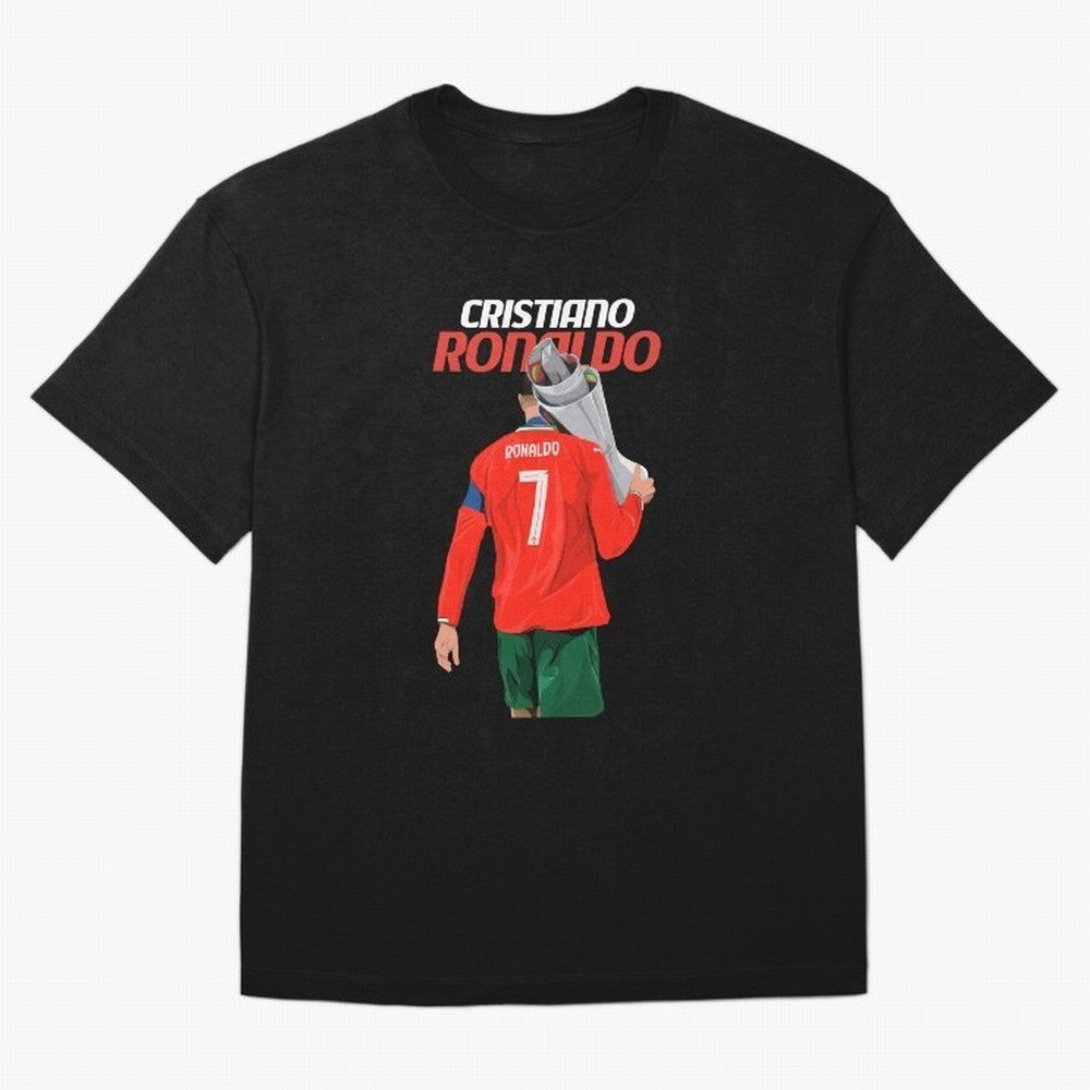 Cristiano Ronaldo Win Oversized T-Shirt Carry the Colors and Pride of FIFA World Cup 2026 Centered on Messi, Neymar and Mbappe, France and Portugal Energy, Football Festival Excitement, Trophy Ambitions, Country Rivalries and Star Player Buzz; Made