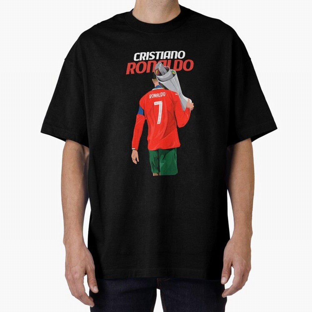 Cristiano Ronaldo Win Oversized T-Shirt Carry the Colors and Pride of FIFA World Cup 2026 Centered on Messi, Neymar and Mbappe, France and Portugal Energy, Football Festival Excitement, Trophy Ambitions, Country Rivalries and Star Player Buzz; Made