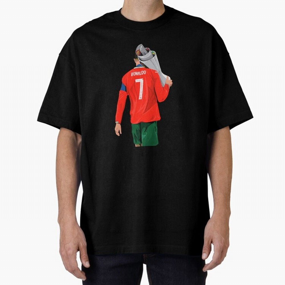 Cristiano Ronaldo Campion Oversized T-Shirt Mark FIFA World Cup 2026 USA Canada Mexico with Mbappe, Brazil Energy, Sports Nostalgia, International Competition, Famous Players and Unforgettable Victories; Great for Watch Parties, Sports Bars, Family
