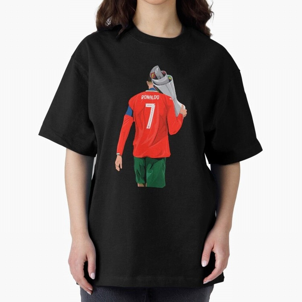 Cristiano Ronaldo Campion Oversized T-Shirt Mark FIFA World Cup 2026 USA Canada Mexico with Mbappe, Brazil Energy, Sports Nostalgia, International Competition, Famous Players and Unforgettable Victories; Great for Watch Parties, Sports Bars, Family