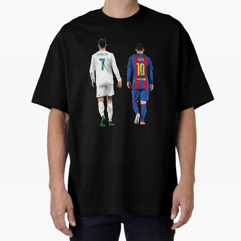 Cristiano Ronaldo & Messi vector Oversized T-Shirt Bring Global Football Passion for FIFA World Cup 2026 USA Canada Mexico, Made for Mbappe and Neymar, Argentina, Fan Favorite Moments, National Team Passion, Big Match Drama and Soccer History;