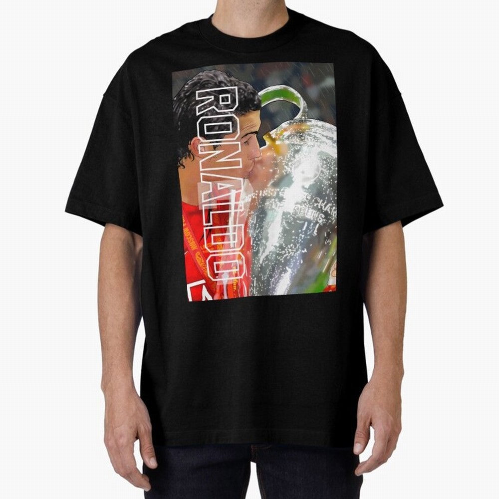 Cristiano Ronaldo ¨C 2008 Manchester United Champions League Glory Artwork by GrizzlyGFX Oversized T-Shirt Live for the Drama of Global Football Passion for FIFA World Cup 2026 Group Stage, Capturing Neymar, Netherlands, Worldwide Fan Energy,