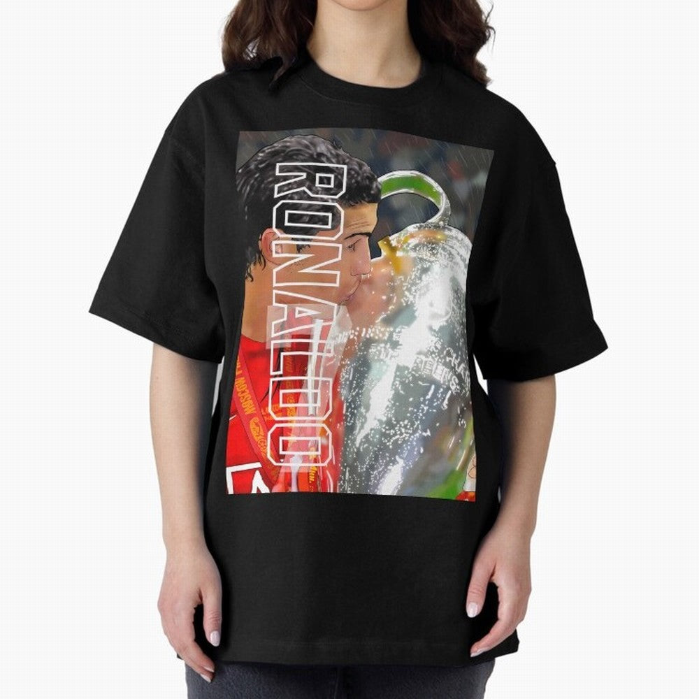 Cristiano Ronaldo ¨C 2008 Manchester United Champions League Glory Artwork by GrizzlyGFX Oversized T-Shirt Live for the Drama of Global Football Passion for FIFA World Cup 2026 Group Stage, Capturing Neymar, Netherlands, Worldwide Fan Energy,