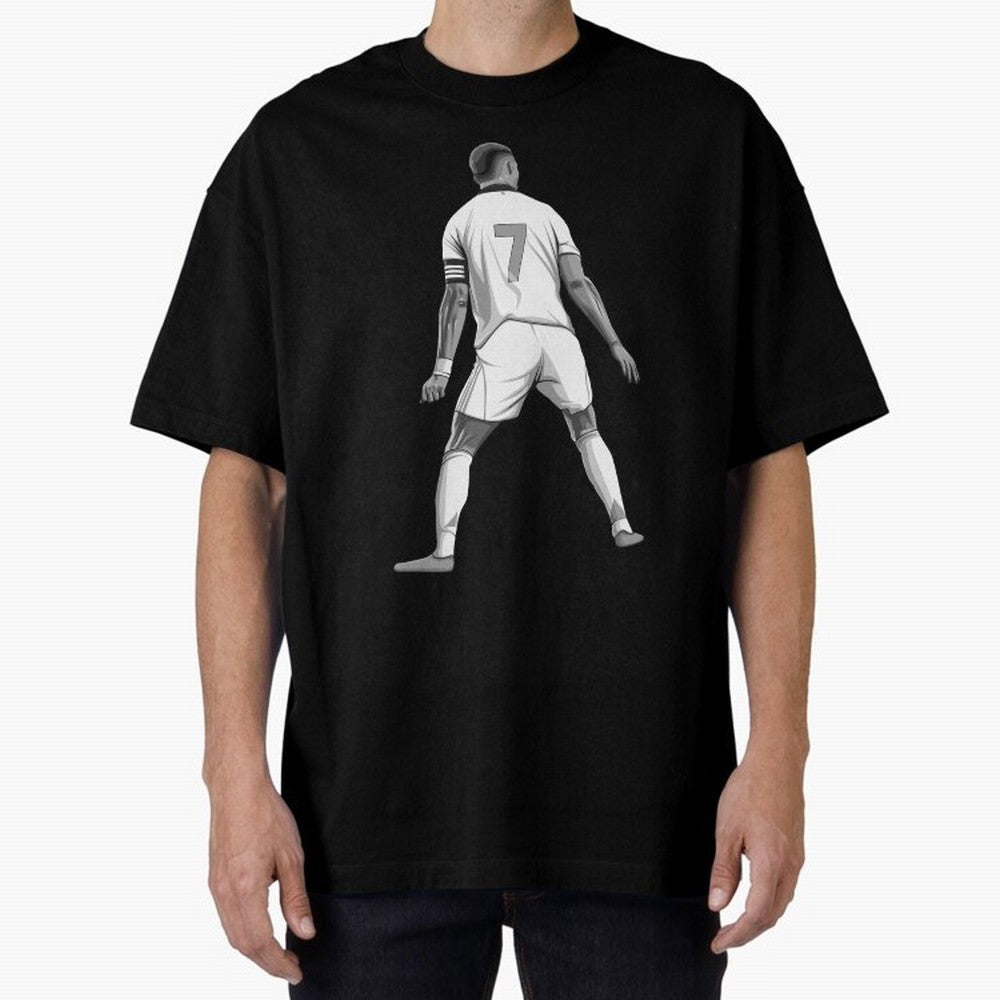 Cristiano Ronaldo Black and White Version Oversized T-Shirt Celebrate the Next Chapter of Match Day Hype around FIFA World Cup 2026 Group Stage, Cristiano Ronaldo, Haaland and CR7, Argentina and Brazil, Goal Celebration Energy, Supporter Heritage,