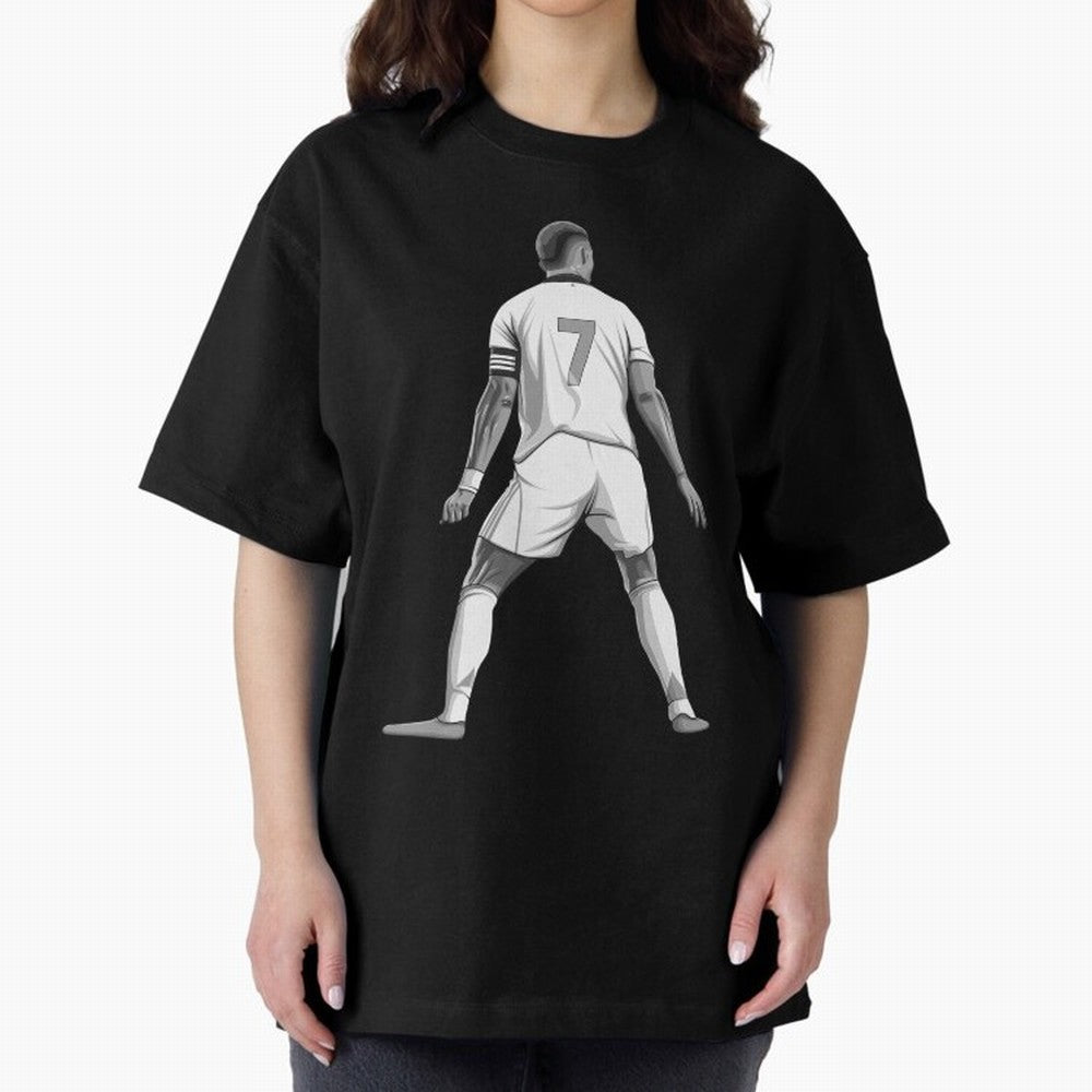 Cristiano Ronaldo Black and White Version Oversized T-Shirt Celebrate the Next Chapter of Match Day Hype around FIFA World Cup 2026 Group Stage, Cristiano Ronaldo, Haaland and CR7, Argentina and Brazil, Goal Celebration Energy, Supporter Heritage,