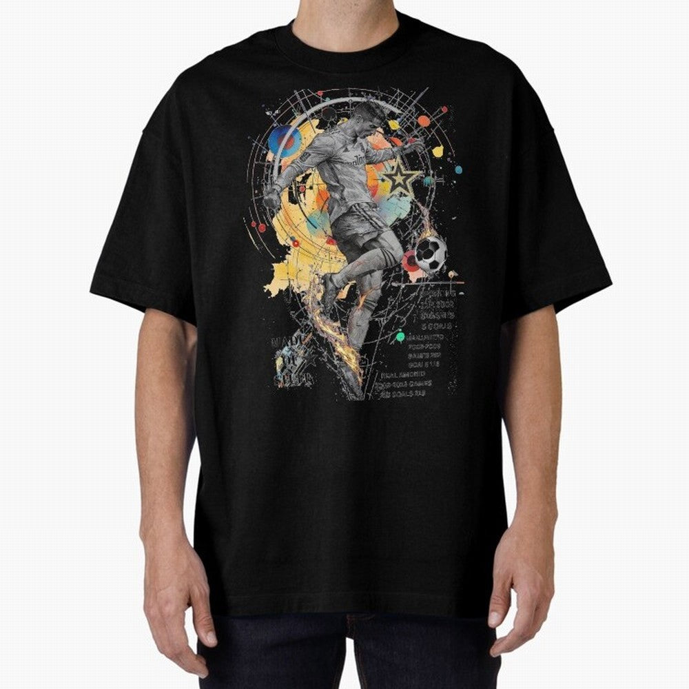 Cristiano Ronaldo Football Playmaker Oversized T-Shirt Upgrade FIFA World Cup 2026 USA Canada Mexico Centered on Messi, CR7 and Mbappe, Spain Energy, Retro Football Energy, Iconic Rivalries, Trophy Chase Drama and Stadium Atmosphere; Perfect for