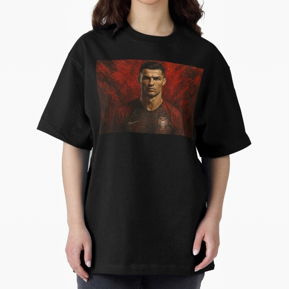 Cristiano Ronaldo Portrait Oversized T-Shirt Keep the Legacy of FIFA World Cup 2026 Group Stage Filled with Neymar, Haaland and Cristiano Ronaldo, England, France and Netherlands Energy, Fan Favorite Moments, National Team Passion, Big Match Drama