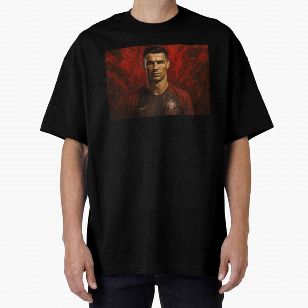 Cristiano Ronaldo Portrait Oversized T-Shirt Keep the Legacy of FIFA World Cup 2026 Group Stage Filled with Neymar, Haaland and Cristiano Ronaldo, England, France and Netherlands Energy, Fan Favorite Moments, National Team Passion, Big Match Drama