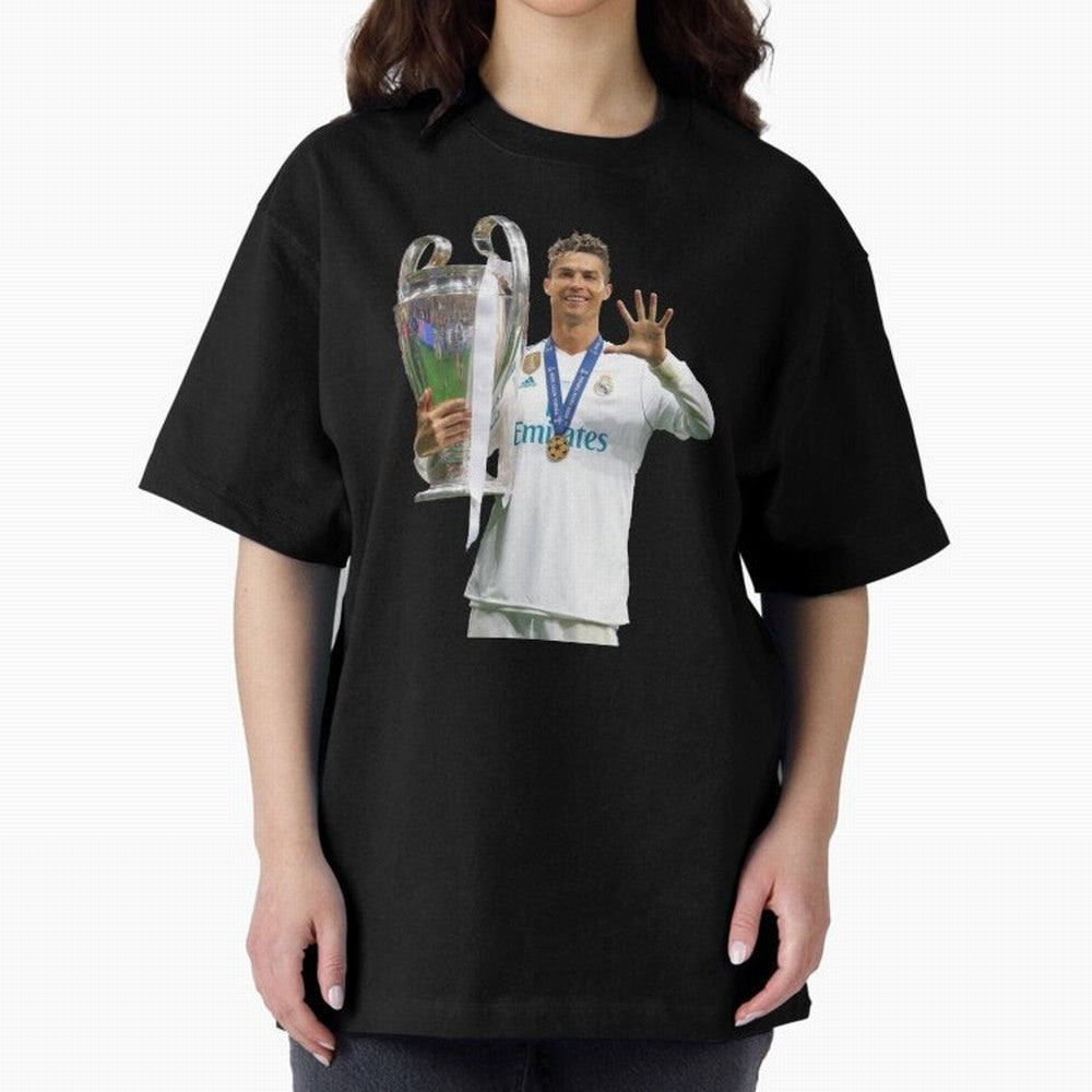 Cristiano Ronaldo with the cup Oversized T-Shirt Remember FIFA World Cup 2026 Highlighting CR7, Portugal Energy, Worldwide Fan Energy, Dramatic Goals, Stadium Lights and Championship Celebrations; Made for Collectors Who Enjoy Iconic Players,