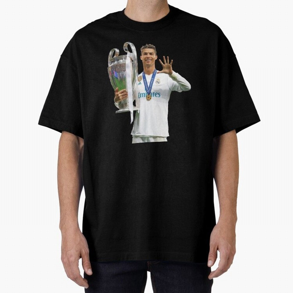Cristiano Ronaldo with the cup Oversized T-Shirt Remember FIFA World Cup 2026 Highlighting CR7, Portugal Energy, Worldwide Fan Energy, Dramatic Goals, Stadium Lights and Championship Celebrations; Made for Collectors Who Enjoy Iconic Players,