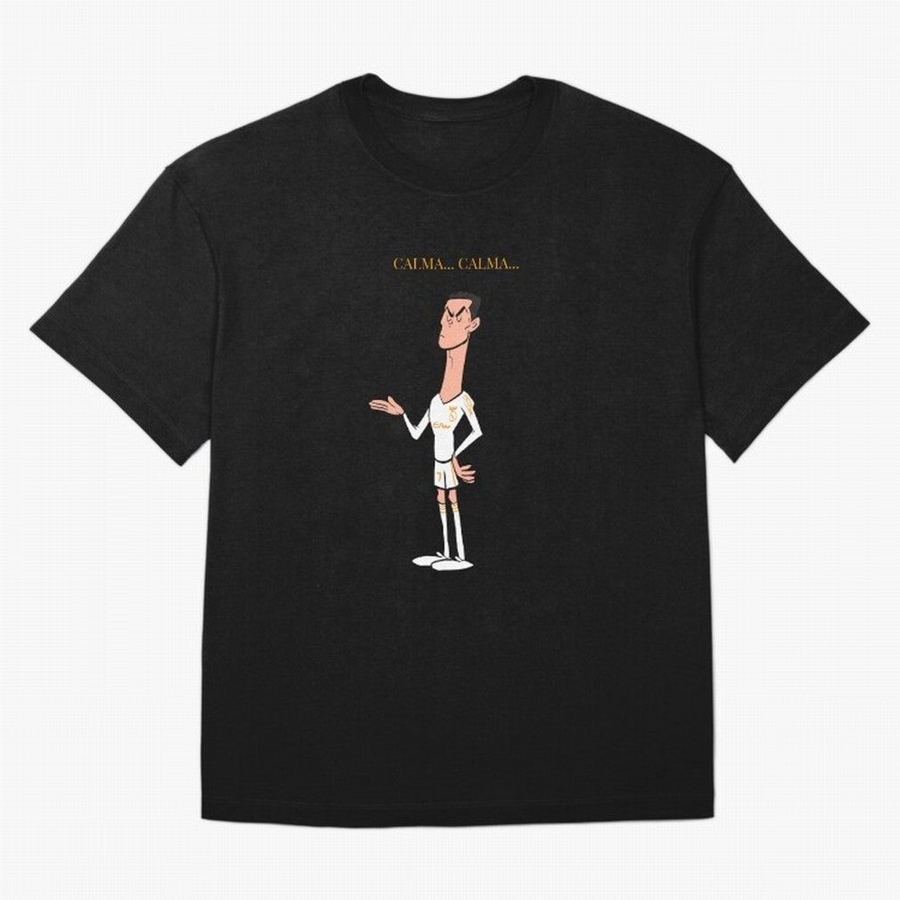 Cristiano Ronaldo ¨C Calma Calma Shirt Celebration (Cartoon) Oversized T-Shirt Celebrate Global Passion for FIFA World Cup 2026 Highlighting Haaland, Argentina, France and Brazil Energy, Match Day Excitement, Supporter Culture, Golden Goals and