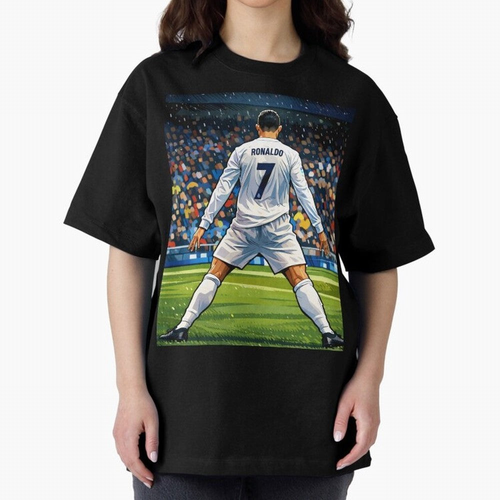 CR7 Oversized T-Shirt Carry the FIFA World Cup 2026 Journey through Messi, CR7 and Mbappe Highlights, Netherlands Pride, Champion Mindset, Group Stage Buzz, Knockout Tension and Passionate Fan Culture; Great for Watch Parties, Sports Bars, Family