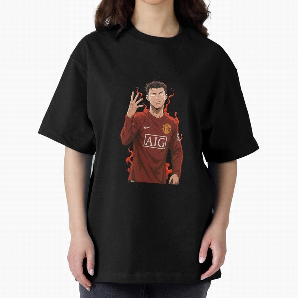 Cristiano Ronaldo Anime Art ¨C Blue Lock Inspired Football Legend Oversized T-Shirt Bring the FIFA World Cup 2026 Journey through Messi, CR7 and Mbappe Highlights, England, France and Netherlands Pride, Goal Celebration Energy, Supporter Heritage,