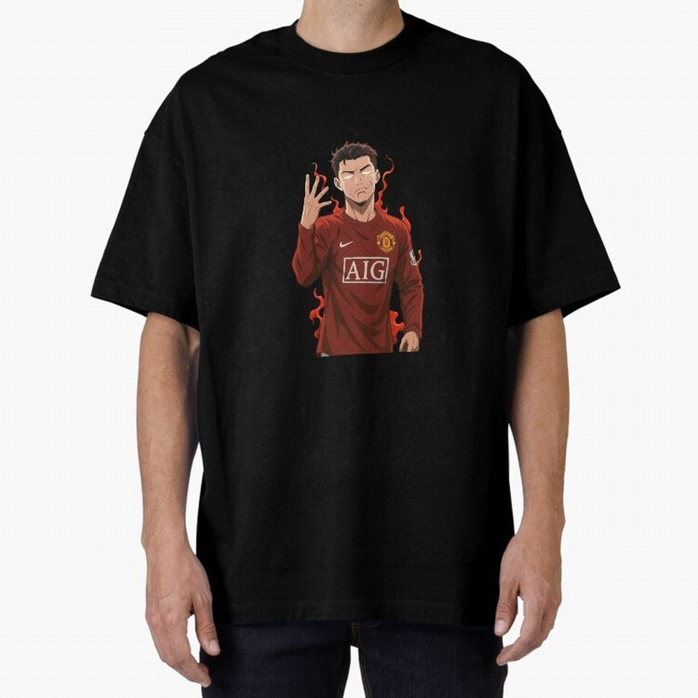 Cristiano Ronaldo Anime Art ¨C Blue Lock Inspired Football Legend Oversized T-Shirt Bring the FIFA World Cup 2026 Journey through Messi, CR7 and Mbappe Highlights, England, France and Netherlands Pride, Goal Celebration Energy, Supporter Heritage,