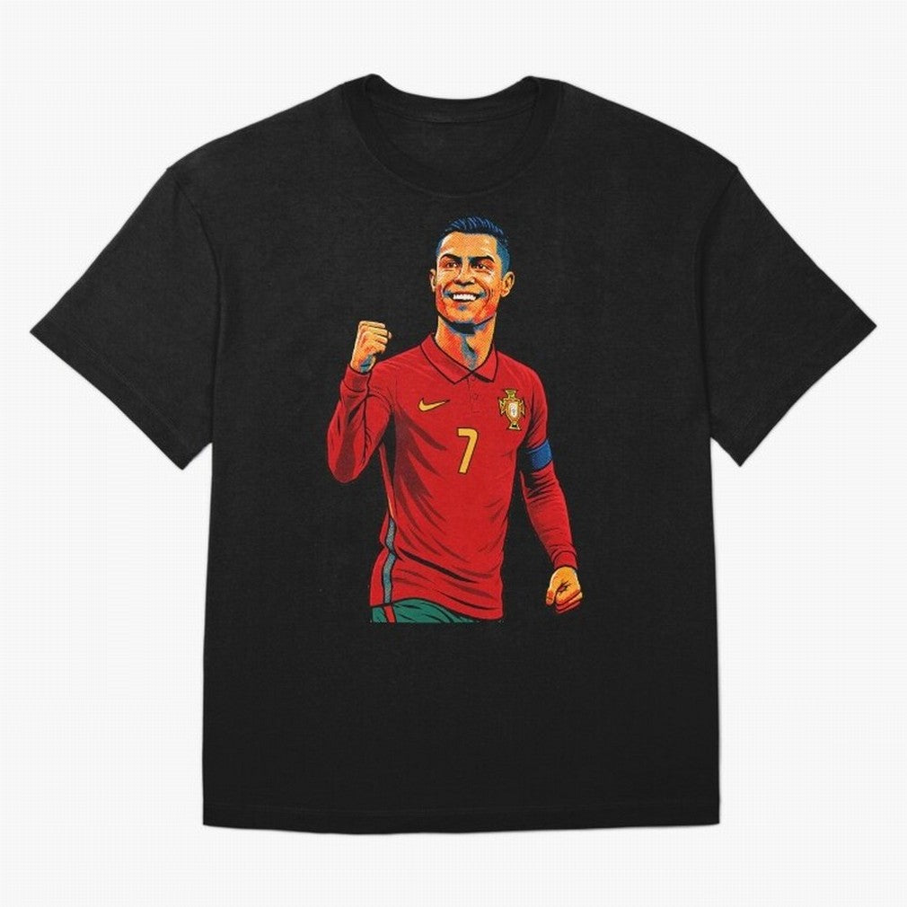 Cristiano Ronaldo Goal Pop Art Oversized T-Shirt Celebrate the Next Chapter of FIFA World Cup 2026 for Fans of Haaland and England, France and Netherlands, Bringing Championship Spirit, Famous Goals, Roaring Crowds and International Football Unity;
