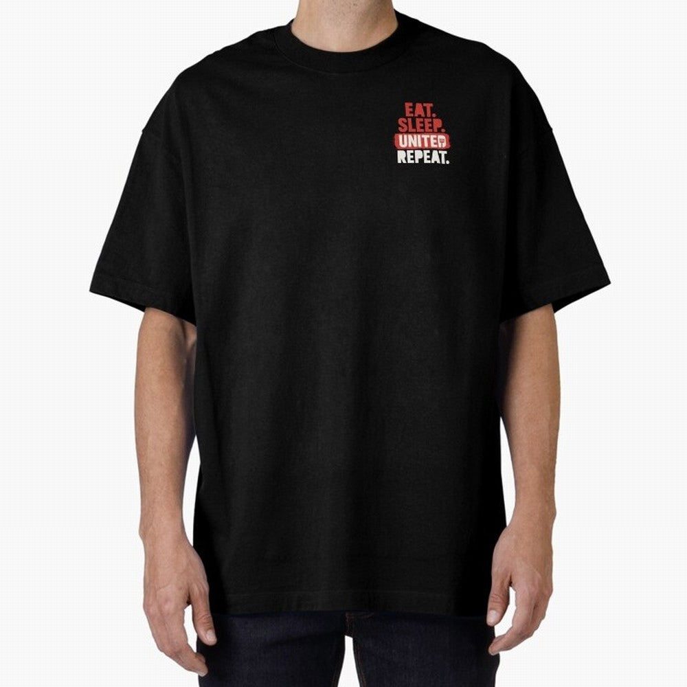 Eat Sleep United Repeat Oversized T-Shirt Celebrate the Road through FIFA World Cup 2026 for Fans of Messi, CR7 and Mbappe and Argentina, Bringing Supporter Pride, Iconic Celebrations, Legendary Names and Global Match Day Energy; Ideal for Fans Who