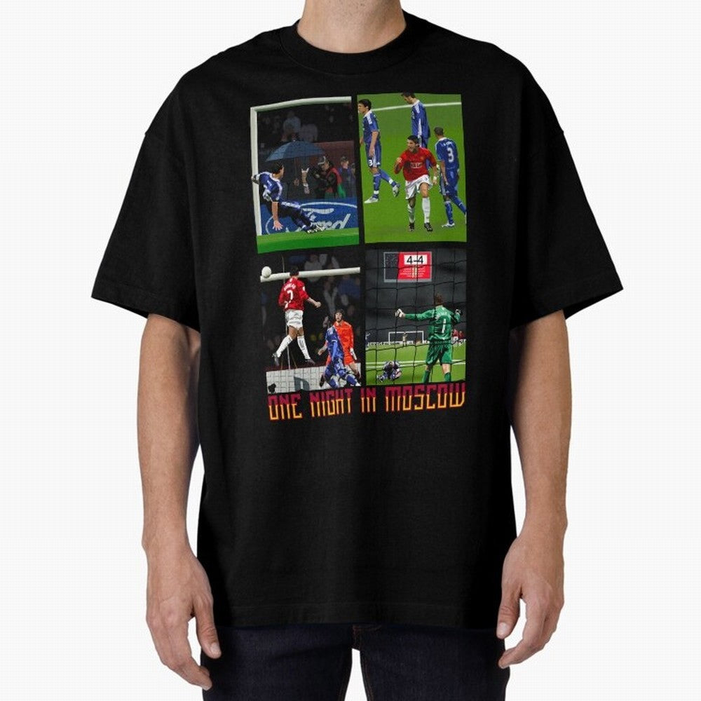 One Night in Moscow ¨C Manchester United 2008 Champions League Glory Artwork Oversized T-Shirt Follow the Road to FIFA World Cup 2026 Group Stage for Fans of Mbappe and Portugal, Spain and Germany, Bringing Worldwide Fan Energy, Dramatic Goals,