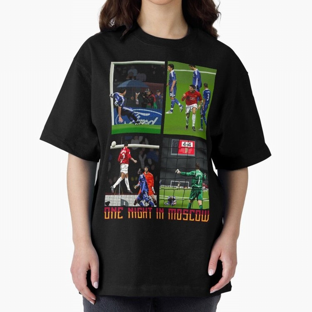 One Night in Moscow ¨C Manchester United 2008 Champions League Glory Artwork Oversized T-Shirt Follow the Road to FIFA World Cup 2026 Group Stage for Fans of Mbappe and Portugal, Spain and Germany, Bringing Worldwide Fan Energy, Dramatic Goals,