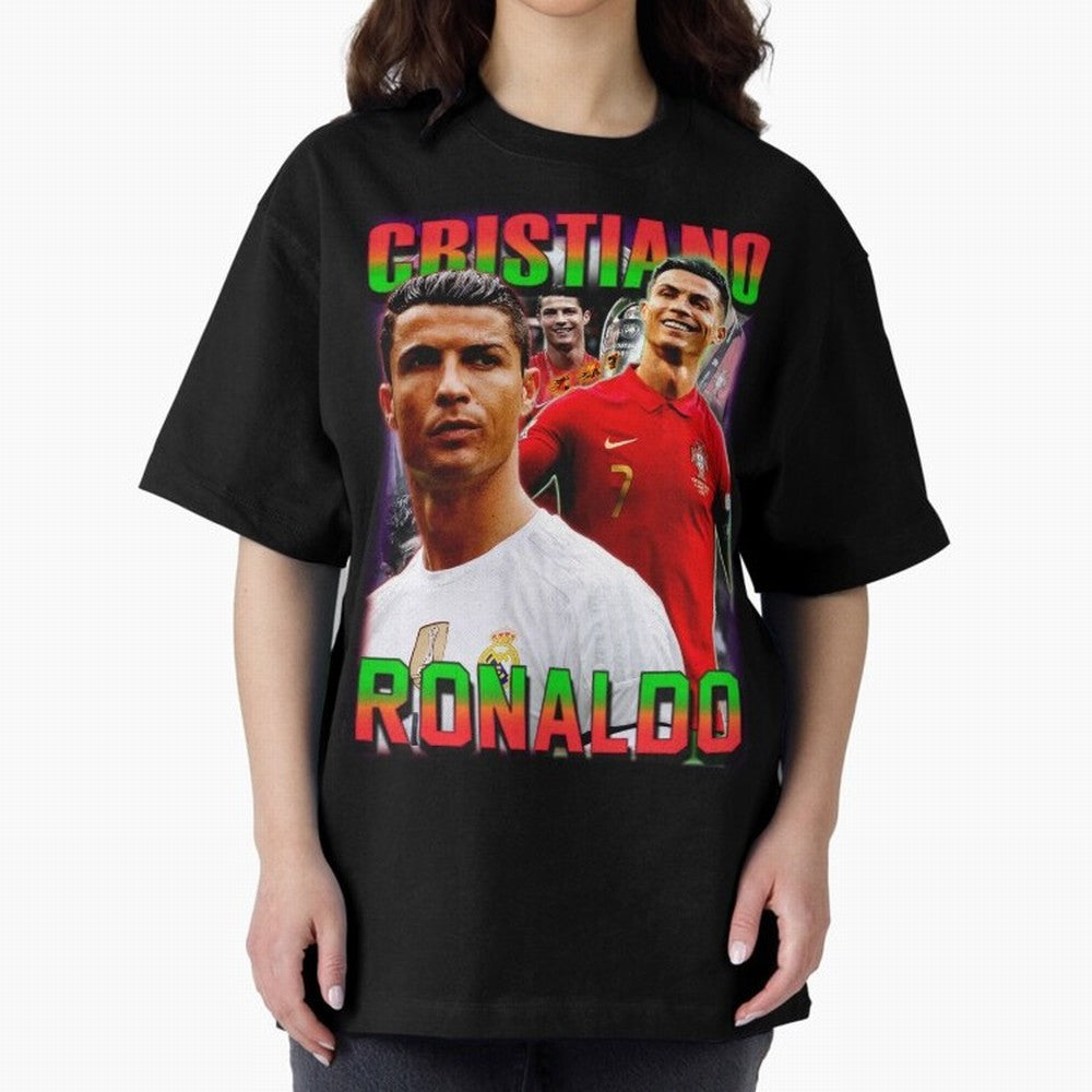 Cristiano Ronaldo Graphic Oversized T-Shirt Show Match Day Excitement for FIFA World Cup 2026 USA Canada Mexico Spirit, Centered on Netherlands, Haaland, Stadium Memories, Football Loyalty, International Chants and Championship Tradition; Perfect
